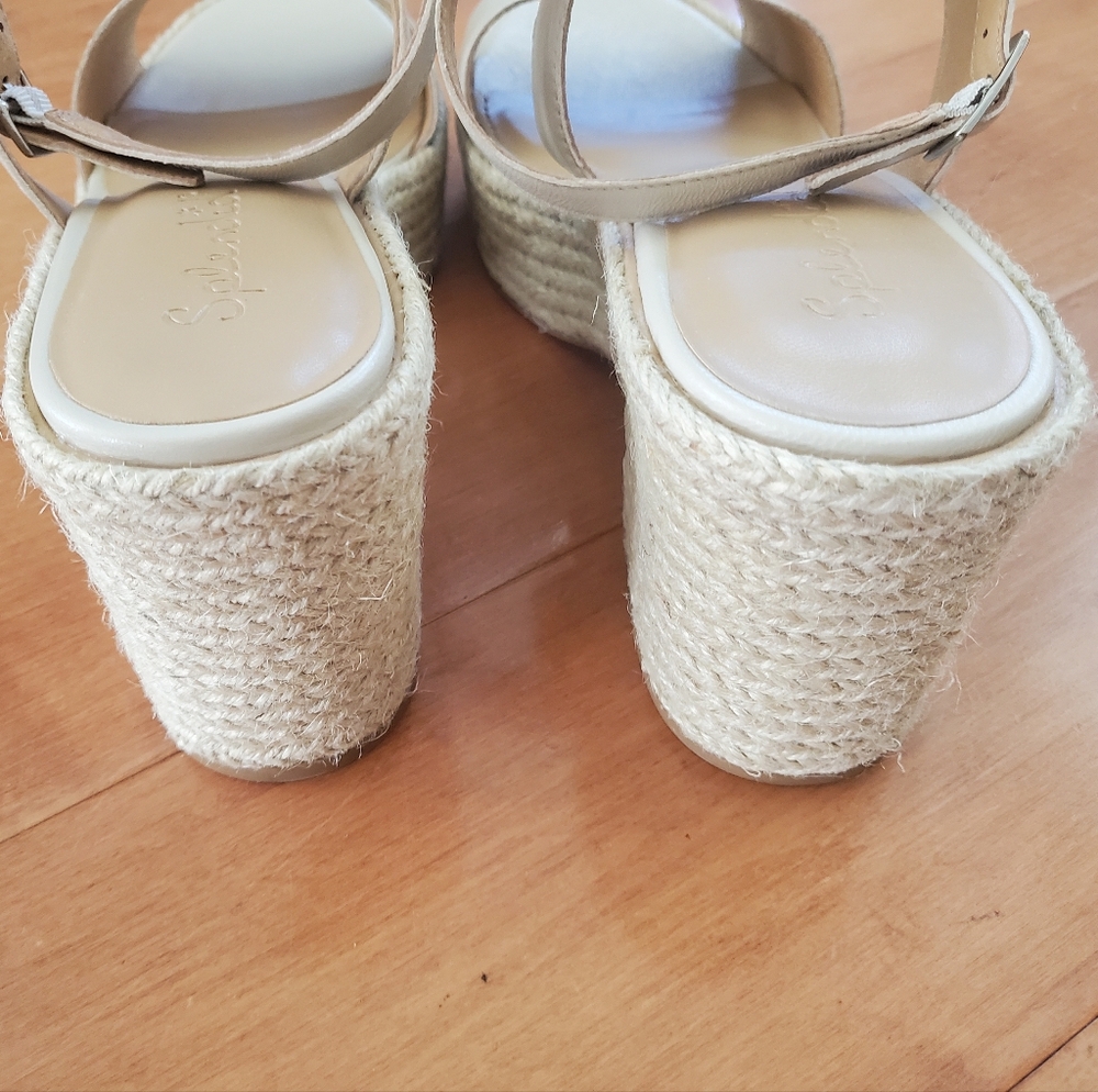 Bowie Espadrille Platform Wedge Leather Sandals, 9 - Picture 6 of 7